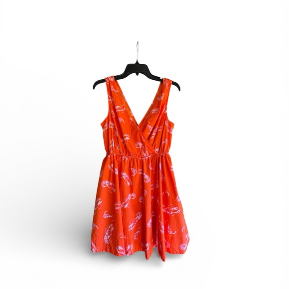 Maeve Dresses & Skirts - Anthropologie Maeve Lobster Print Faux Wrap Dress XS Pockets Lined Cotton